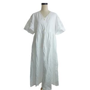 NWT Madewell Cassie Button-Front Midi Dress in Linen Eyelet White XL